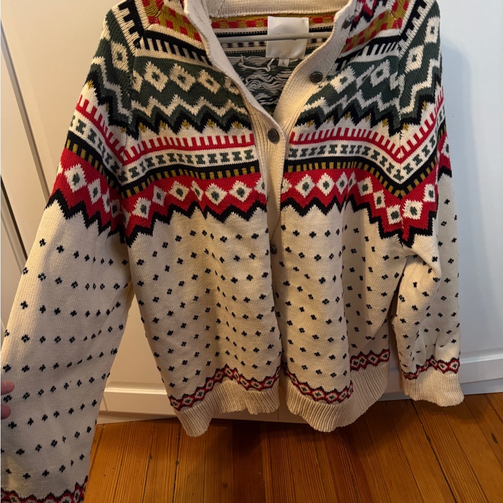 NWOT Colorful Scandinavian Patterned Cardigan Sweater